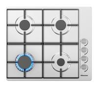 Hisense GM642XHS Built-in 60cm Gas Hob - Stainless Steel with 4 Cooking Areas, Easy Clean Surface, One -Hand Ignition, 60 x 52 x 8.9 cm (L x W x H)