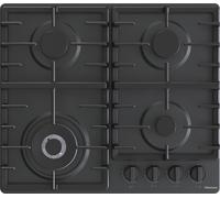 Hisense GM663BHF Gas Hob, 4 Cooking Areas, Width 60 cm, Double Crown Wok Burner and Cast Iron Grills, Integrated Ignition, Black