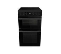 Hisense HDCEC5C10B 50cm Double Oven Electric Cooker with Ceramic Hob - Black