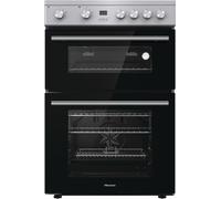 Hisense HDE3211BXUK 60cm Electric Cooker with Ceramic Hob - Brushed stainless steel -A+/A Rated Double Oven