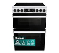 Hisense HDUKC60W 60cm Electric Cooker with Ceramic Hob-White, A Rated Double Oven 50L/80L [Energy Class A]