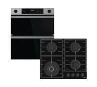 Hisense Hi6 HIPKD4AX60G1 Built Under Electric Double Oven and Gas Hob Pack - Black Stainless Steel - A