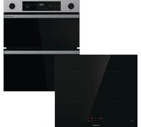 Hisense Hi6 HIPKD4AX60IND1 Built Under Electric Double Oven and Induction Hob Pack - Black / Stainless Steel - A/A Rated, Black