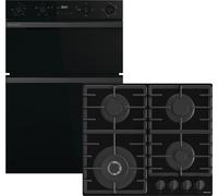 Hisense Hi6 HIPKD6CB60G1 Built In Electric Double Oven and Gas Hob Pack - Black - A Black