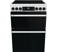 Hisense Hi6 Max HDCEC6C20W 60cm Wide Double Oven Electric Cooker with Ceramic Hob - White - A Rated, White