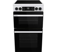 Hisense Hi6 Max HDCEC5C10W 50cm Wide Double Oven Electric Cooker with Ceramic Hob - White - A/A Rated, White