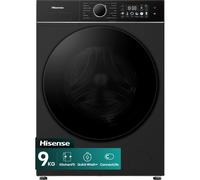Hisense WF3I9043BBFS2 9kg Slim Washing Machine, 470mm Space-Saving Depth, WiFi Connectivity, 1400rpm Spin, A Rated Energy, Steam Function, 18 Programmes, Black