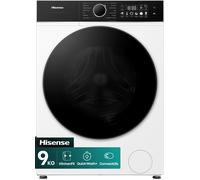 Hisense WF3I9043BWFS2 9kg Slim Washing Machine, 470mm Space-Saving Depth, WiFi Connectivity, 1400rpm Spin, A Rated Energy, Steam Function, 18 Programmes, White