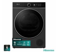Hisense Kitchenfit 5I Dh5I904Bbbc 9Kg Heat Pump Tumble Dryer Steamtech, Auto Dry, Silent Dry, 18 Programmes, Black