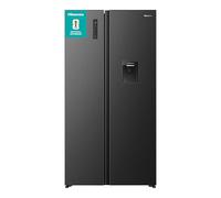 Hisense PureFlat 541L American Fridge Freezer RS3P558NMFD with Non-Plumbed Water Dispenser, Black Stainless Steel - D Rated