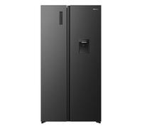 Hisense PureFlat 541L American Fridge Freezer RS3P558NMFD with Non-Plumbed Water Dispenser, Black Stainless Steel - D Rated