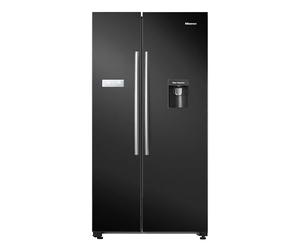 Hisense RS741N4WBE Freestanding American Side by side Door American Fridge Freezer 578 litre, Black, with Non-Plumbed Water Dispenser, Black, 90.8 × 179.3 × 74.3 cm (W×H×D)
