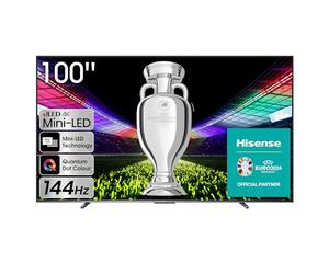 Hisense TV 100U7KQ - 100-inch Mini LED Smart TV, the largest mini LED TV on the market, Quantum Dot Colour, 144Hz Gaming Mode, Full Array Local Dimming, Dolby Vision IQ & Dolby