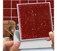 Hiser 25pcs Kitchen Bathroom Wall Tile Stickers, DIY Square Decals Creative Metal Simple Style Sticker for Kitchen Living Room Bathroom Home Decor Self-Adhesive (Ruby mosaic,15 * 15cm)