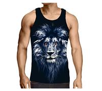 Hiser Men Vest Animal Printed, Sports Tank Top Gym Athletic Fitness Muscle Bodybuilding Summer Sleeveless T Shirt Run Tank S-3XL (Lion,3XL)