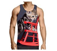 Hiser Men Vest Animal Printed, Sports Tank Top Gym Athletic Fitness Muscle Bodybuilding Summer Sleeveless T Shirt Run Tank S-3XL (Kitten,M)