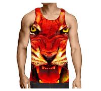 Hiser Men Vest Animal Printed, Sports Tank Top Gym Athletic Fitness Muscle Bodybuilding Summer Sleeveless T Shirt Run Tank S-3XL (Tiger,M)