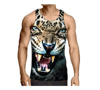 Hiser Men Vest Animal Printed, Sports Tank Top Gym Athletic Fitness Muscle Bodybuilding Summer Sleeveless T Shirt Run Tank S-3XL (Leopard,XL)