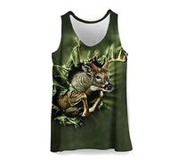 Hiser Men Vest Sports Tank Top Gym Athletic Fitness Muscle Bodybuilding Summer Sleeveless T Shirt Run Tank XXS-4XL - Funny 3D Animal Printed (Green elk,2XL)