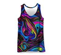 Hiser Men Vest Sports Tank Top Gym Athletic Fitness Muscle Bodybuilding Summer Sleeveless T Shirt Run Tank XXS-4XL - Funny 3D Printed (Rainbow,S)