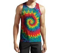 Hiser Mens Vest, Colorful Tie-Dye Gradient Printed Sports Tank Top Gym Athletic Fitness Muscle Bodybuilding Summer Sleeveless T Shirt Run Tank - XXS-4XL (A,XXL)