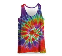 Hiser Mens Vest, Colorful Tie-Dye Gradient Printed Sports Tank Top Gym Athletic Fitness Muscle Bodybuilding Summer Sleeveless T Shirt Run Tank - XXS-4XL (H,S)