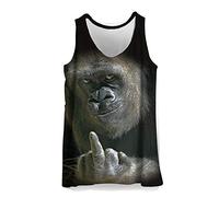 Hiser Mens Vest Sports Tank Top Gym Athletic Fitness Muscle Bodybuilding Summer Sleeveless T Shirt Run Tank - Funny 3D Animal Printed (Monkey,S)