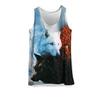 Hiser Mens Vest Sports Tank Top Gym Athletic Fitness Muscle Bodybuilding Summer Sleeveless T Shirt Run Tank - Funny 3D Animal Printed (Wolf,M)