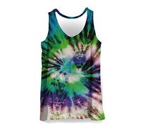 Hiser Mens Vest Sports Tank Top Gym Athletic Fitness Muscle Bodybuilding Summer Sleeveless T Shirt Run Tank - Funny 3D Gradient Camouflage Tie Dye Printed (Green,XXL)