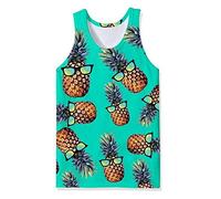 Hiser Mens Vest Sports Tank Top Gym Athletic Fitness Muscle Bodybuilding Summer Sleeveless T Shirt Run Tank - Funny 3D Gradient Camouflage Printed (Pineapple,S)
