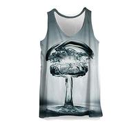 Hiser Mens Vest Sports Tank Top Gym Athletic Fitness Muscle Bodybuilding Summer Sleeveless T Shirt Run Tank - Funny 3D Gradient Camouflage Printed (Grey Water Drop,XXL)