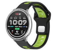 Hiseus Strap Compatible with Amazfit Active 2 44mm 42mm, Unisex Soft Silicone Replacement Wristband, Black / Green, One Size
