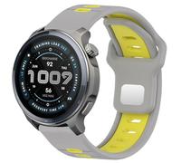 Hiseus Strap Compatible with Amazfit Balance 46mm 2 47mm, Waterproof and Breathable Silicone Replacement Straps, Grey/Yellow, One Size