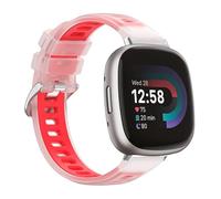Hiseus Strap Compatible with Google Fitbit Versa 4 Transparent Silicone Sport Wristband for Watches, red, One Size