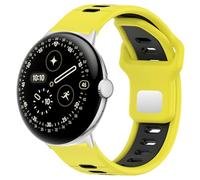 Hiseus Strap Compatible with Google Pixel Watch 4 3 2 1 45mm 41mm, Sport Breathable Soft Silicone Replacement Straps, Yellow/Black, Pixel 4/3 45mm