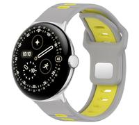 Hiseus Strap Compatible with Google Pixel Watch 4 3 2 1 45mm 41mm, Sport Breathable Soft Silicone Replacement Straps, Grey/Yellow, Pixel 4/3/2/1 41mm
