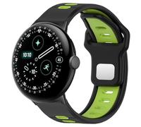 Hiseus Strap Compatible with Google Pixel Watch 4 3 2 1 45mm 41mm, Sport Breathable Soft Silicone Replacement Straps, Black / Green, Pixel 4/3/2/1 41mm