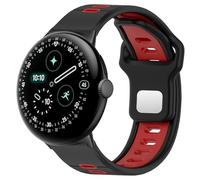 Hiseus Strap Compatible with Google Pixel Watch 4 3 2 1 45mm 41mm, Sport Breathable Soft Silicone Replacement Straps, black / red, Pixel 4/3/2/1 41mm