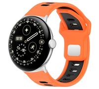 Hiseus Strap Compatible with Google Pixel Watch 4 3 2 1 45mm 41mm, Sport Breathable Soft Silicone Replacement Straps, Orange/Black, Pixel 4/3 45mm