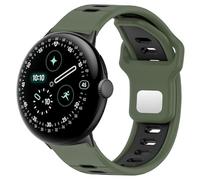 Hiseus Strap Compatible with Google Pixel Watch 4 3 2 1 45mm 41mm, Sport Breathable Soft Silicone Replacement Straps, olive green-black, Pixel 4/3 45mm