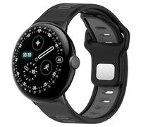 Hiseus Strap Compatible with Google Pixel Watch 4 3 2 1 45mm 41mm, Sport Breathable Soft Silicone Replacement Straps, black/grey, Pixel 4/3 45mm
