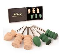 Hisew Leather Edge Burnishing Bits - Standard Set of 6 for Smoothing & Polishing Medium-Firm Leather Edges, Like Veg-Tan (400 Grit Sanding Bits + Beechwood Burnishers), Compatible with Rotary Tools
