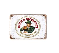 HISIMPLE Birra Moretti UNA Storia Italiana Ricetta Originale Metal Painting Wall Decor for Bar Pub Kitchen Home Poster Plate Metal Signs Painting Plaque 12 X 8 Inches