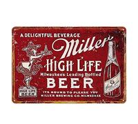 HISIMPLE Miller Best Beer Metal Sign Plaque Metal Vintage Pub Tin Sign Metal Plate Wall Decor for Bar Pub Club Man Cave Decorative Plates