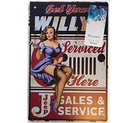 HISIMPLE Retro Metal Sign,Pin Up Girl Tin Signs,Sexy Women Vintage Metal Poster for Men Women,Wall Decor for Bars,Restaurants,Cafes Pubs,12x8 Inch