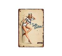 HISIMPLE Retro Sexy Girls Metal Tin Sign ,Pin Up Girl Poster,Sexy Women Vintage Metal Poster for Men Women,Wall Decor for Bars,Restaurants,Cafes Pubs,12x8 Inch (style 6)