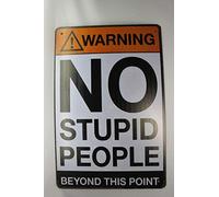 HISIMPLE Warning No Stupid People Tin Sign Vintage Metal Plaque Bar Pub Wall Decor 20cm30cm for Dining Room Billiard House Decoration Painting