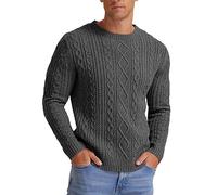 Hisir Men's Cable Knit Jumper, Thick Warm Crew Neck Winter Sweater | Long Sleeves and Ribbed Trims Bring Classic Pullover to Workday, Weekend and Travel Outfits, Ideal for Cosy Seasonal Layering