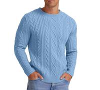 Hisir Men's Cable Knit Jumper, Thick Warm Crew Neck Winter Sweater | Long Sleeves and Ribbed Trims Bring Classic Pullover to Workday, Weekend and Travel Outfits, Ideal for Cosy Seasonal Layering