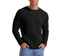 Hisir Men's Cable Knit Jumper, Thick Warm Crew Neck Winter Sweater | Long Sleeves and Ribbed Trims Bring Classic Pullover to Workday, Weekend and Travel Outfits, Ideal for Cosy Seasonal Layering